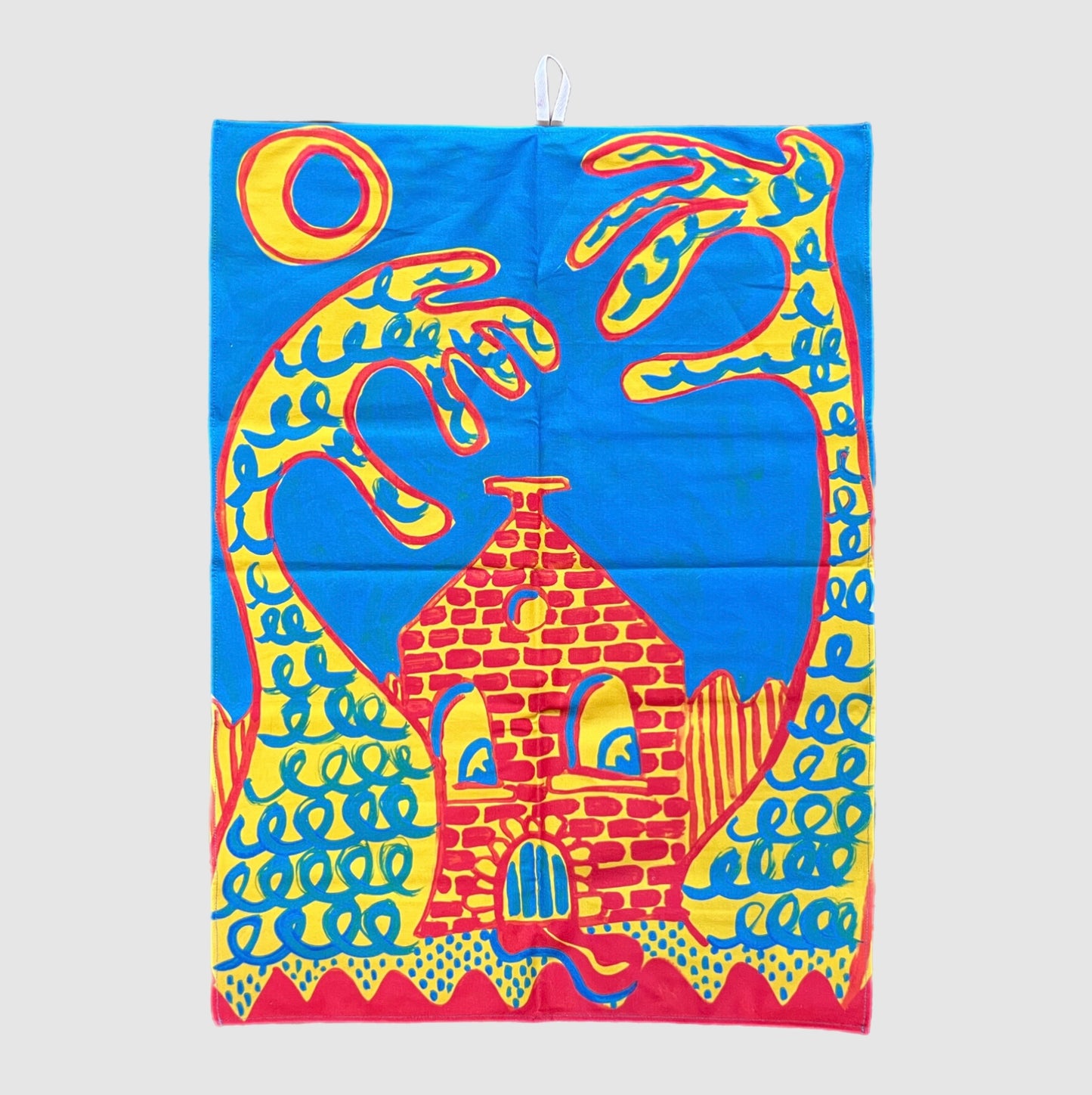 'Storm brewing at the Van Gogh Church' Limited Edition Tea Towel by Flora Bradwell