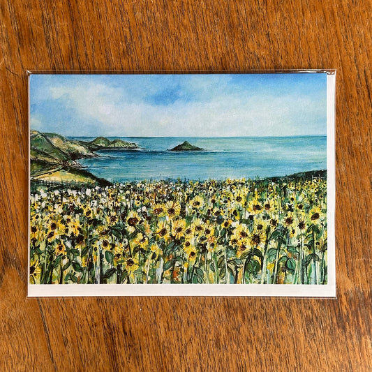 "Sunflower, Pentire" Greeting Card by Katie Childs
