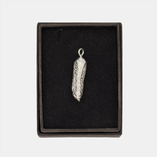 'Cornichons' solid silver pickle pendants by Caitlin Hazell