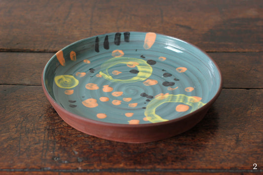 Handmade slipware terracotta plates by Francesca Anfossi (Blue)
