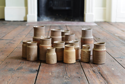 Handmade Blacking Pot by Nigel Hunter in Coral/Taupe
