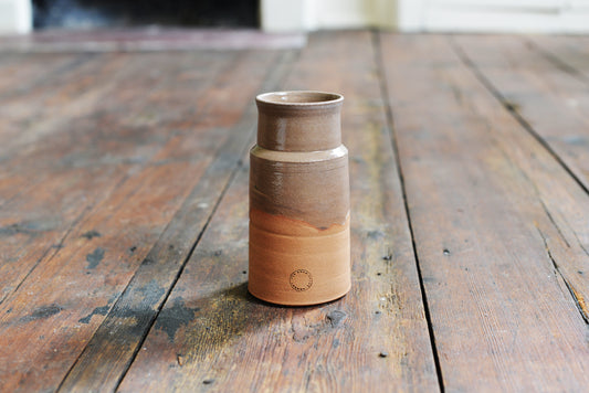 Handmade Blacking Pot by Nigel Hunter in Coral/Taupe