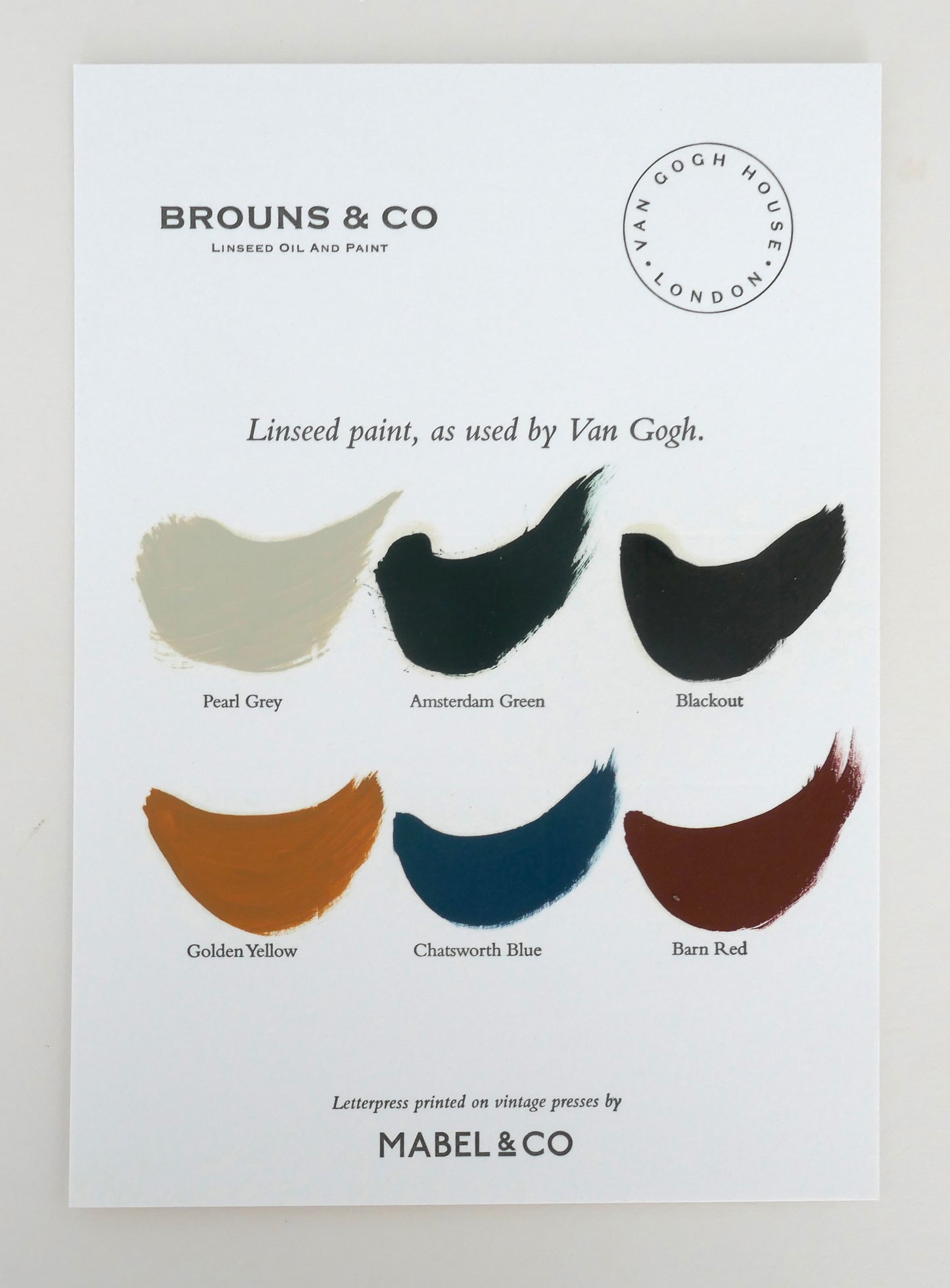 Colour Chart by Brouns & Co x Van Gogh House