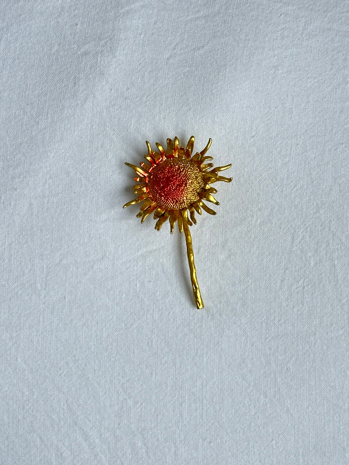 Burning Sunflower Brooch by Zhu Bingren Copper Arts