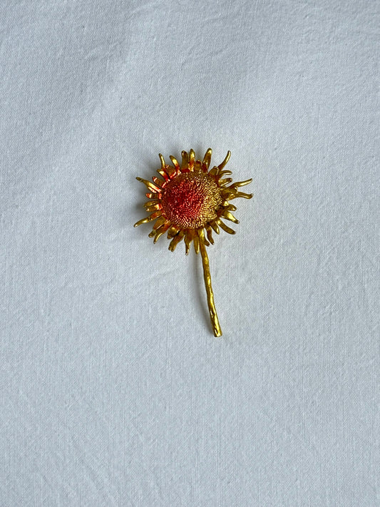 25% off - Burning Sunflower Brooch by Zhu Bingren Copper Arts