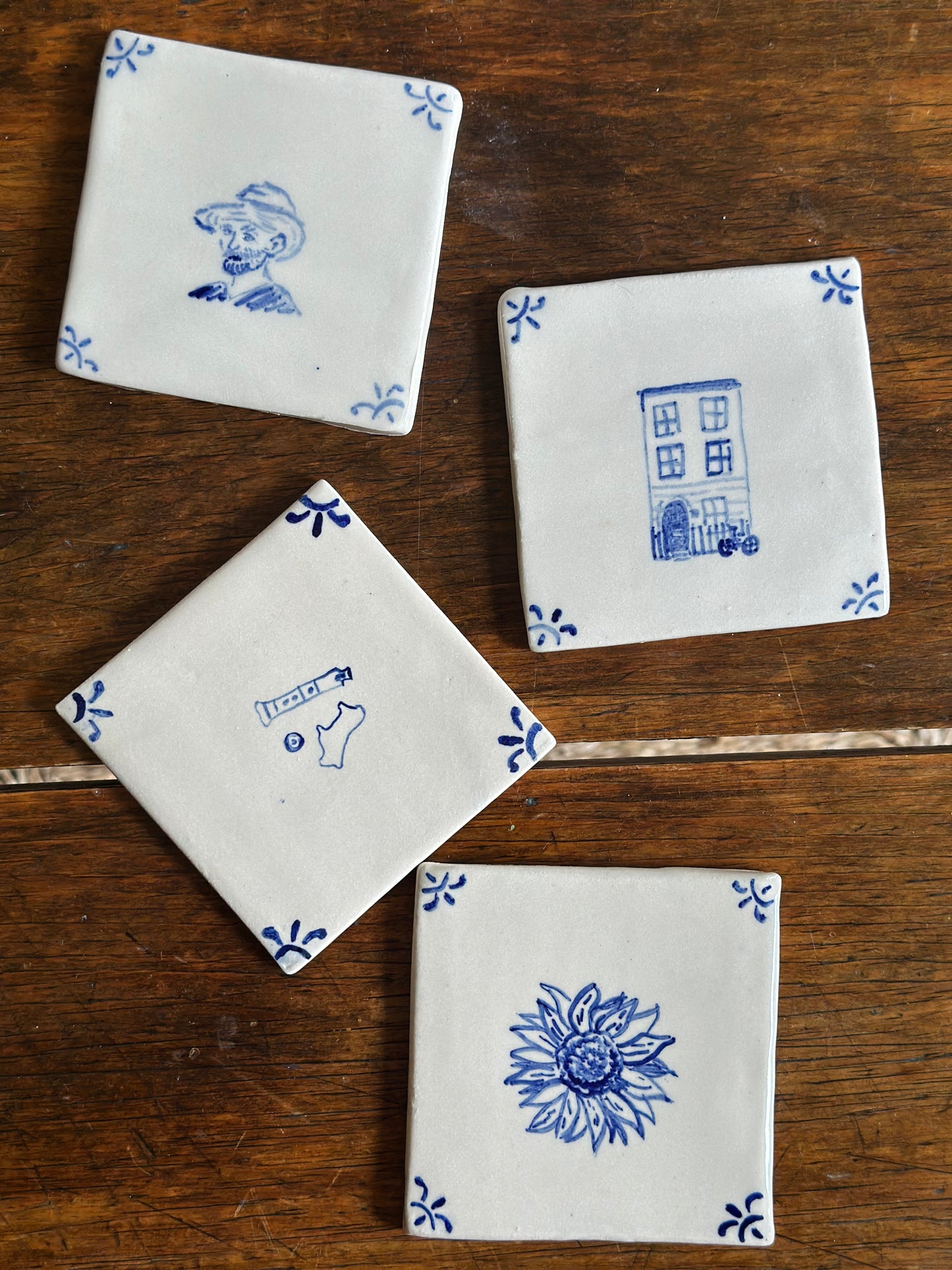 Blue and White Ceramic Tiles by Laura Winstone