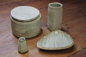 Stoneware lidded jar by Jessica Mason