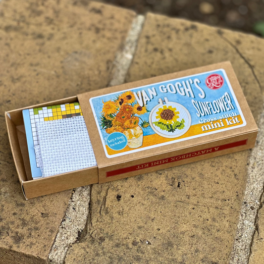 Van Gogh's Sunflower Mini Matchbox Cross Stitch Kit by The Crafty Kit Company
