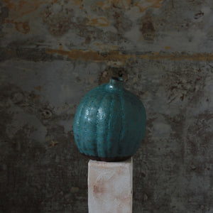 Natural Selection 'Autumnal Vessels': Medium Terracotta Ridged Pumpkin Vase